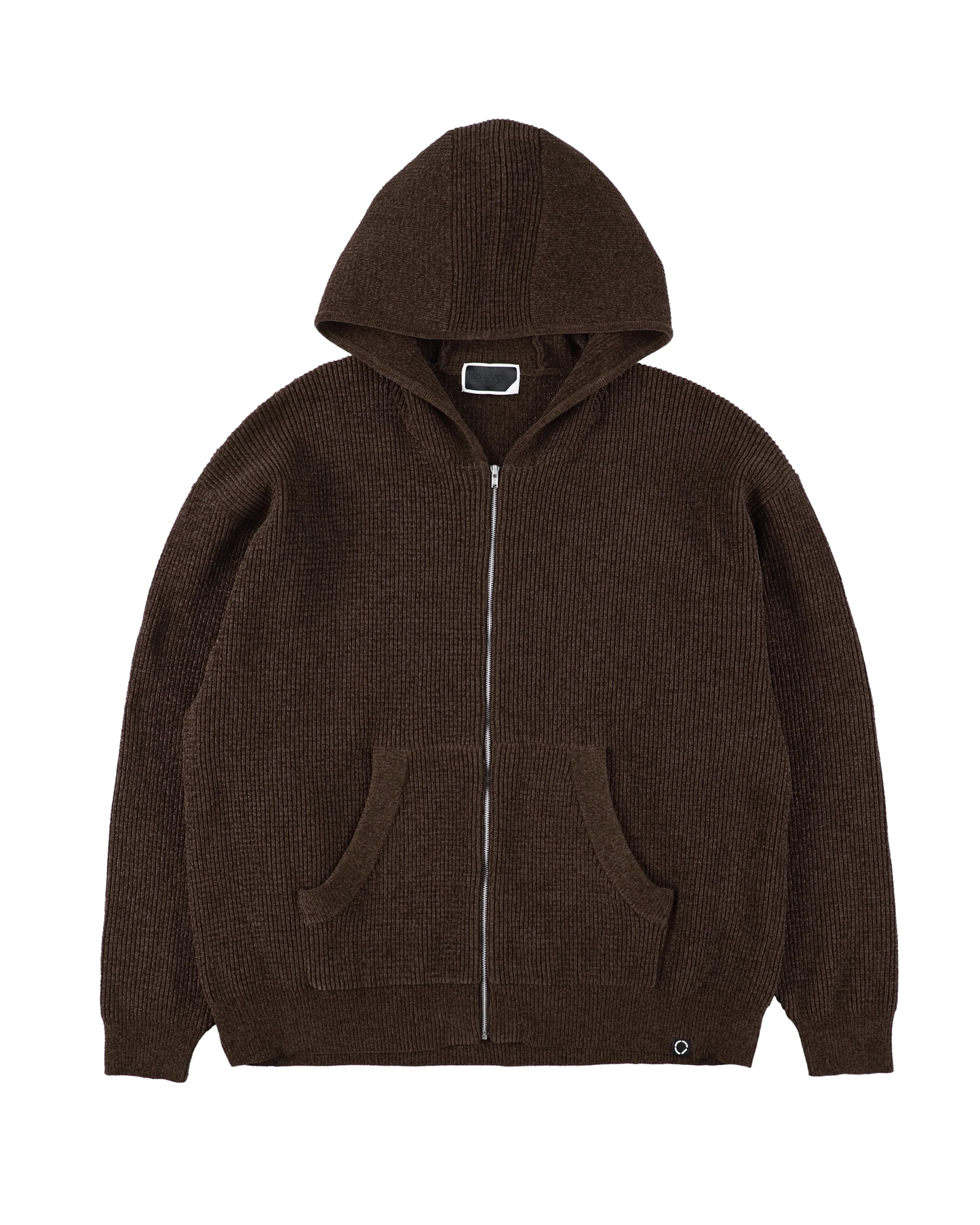 CORDY KNIT ZIP HOODIE (BROWN)
