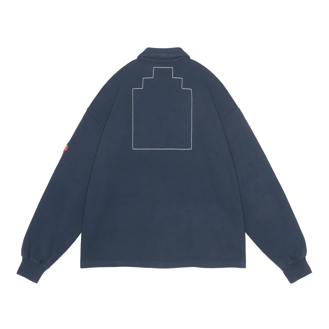 DBL KNIT COLLARED ZIP UP(NAVY)