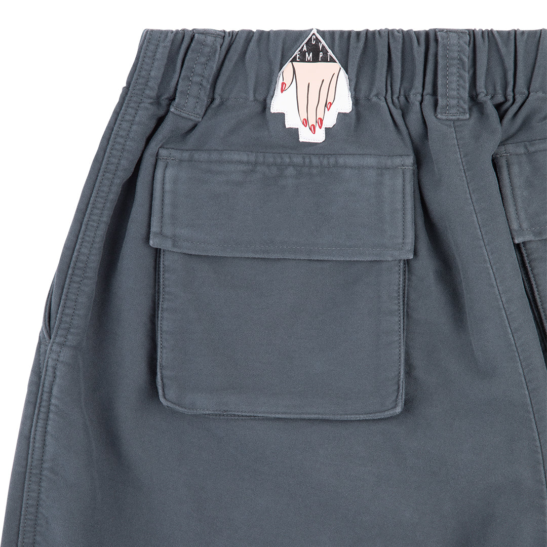 BRUSHED COTTON COMFORT PANTS (CHARCOAL )