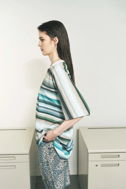 MONO SEAM BORDER T-SHIRT (SAX BORDER)