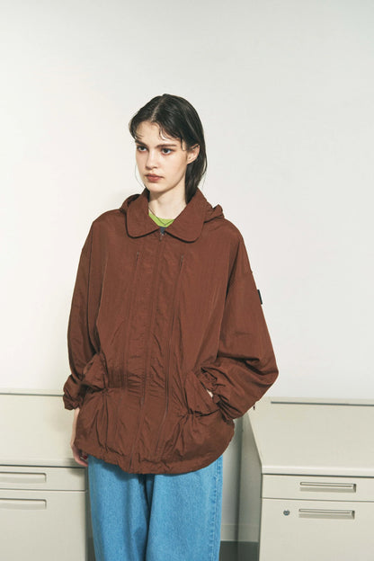 CRUSHED NYLON FULL PACK JACKET (BROWN)