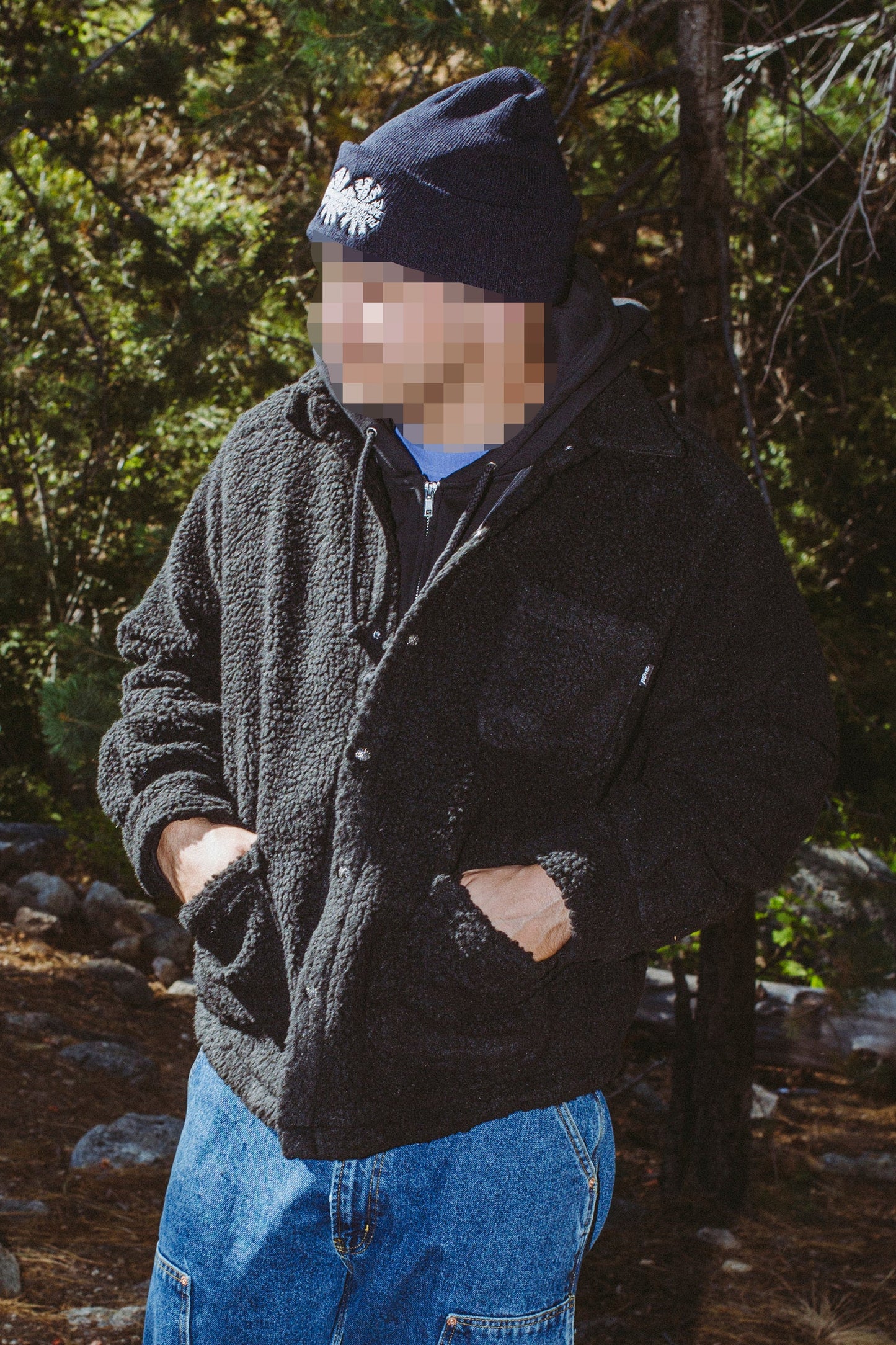 PILE FLEECE OVERSHIRT(BLACK)