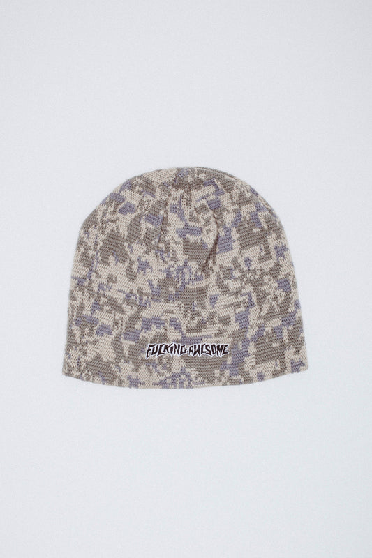 EMBROIDERED STAMP LOGO SKULLY BEANIE (CAMO)