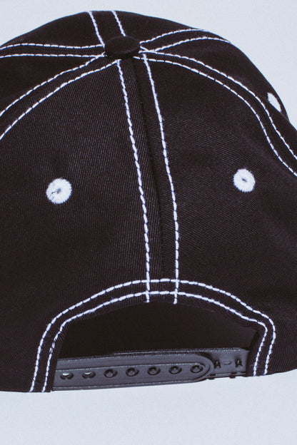 SEDUCTION CONTRAST STITCH 6PANEL HAT (BLACK)