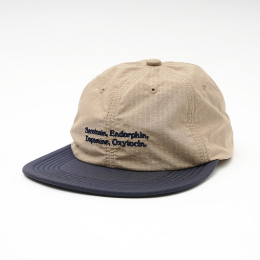 SOFT BRIM 6 PANEL CAP LOW (HAPPY CHEMICALS) SAND / NAVY BRIM (NAVY EMB)