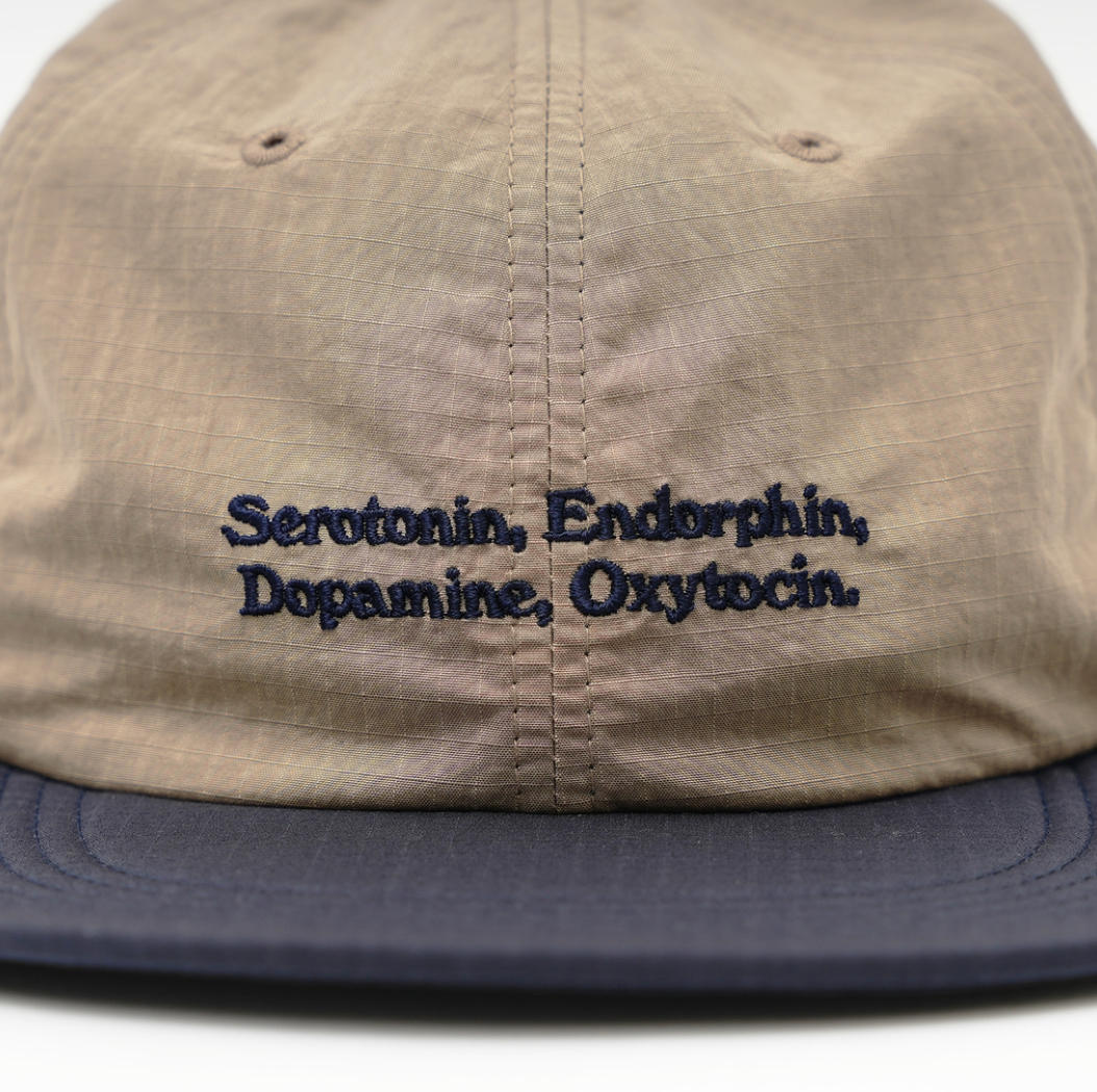 SOFT BRIM 6 PANEL CAP LOW (HAPPY CHEMICALS) SAND / NAVY BRIM (NAVY EMB)