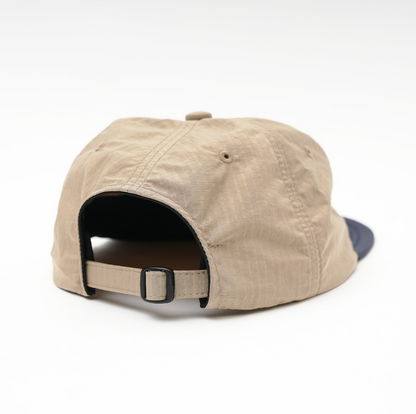 SOFT BRIM 6 PANEL CAP LOW (HAPPY CHEMICALS) SAND / NAVY BRIM (NAVY EMB)