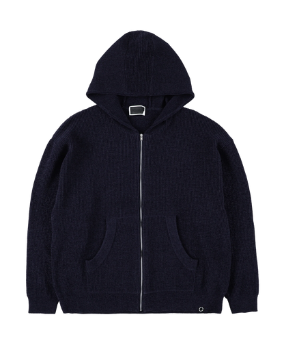 CORDY KNIT ZIP HOODIE (NAVY)