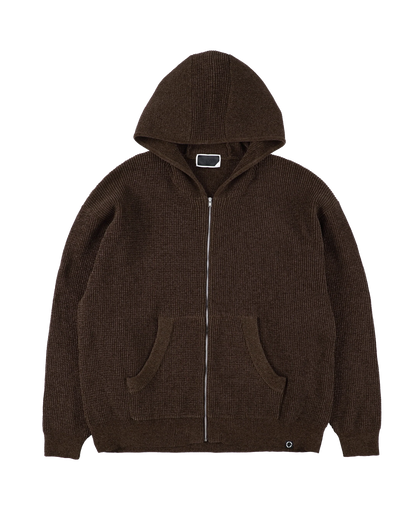 CORDY KNIT ZIP HOODIE (BROWN)