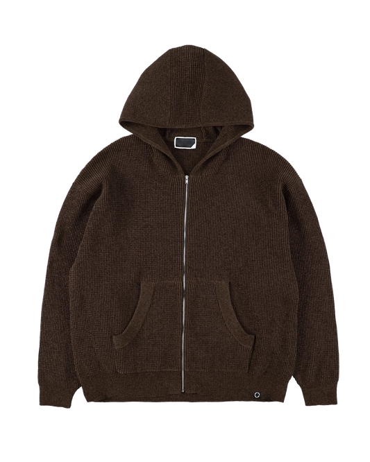 CORDY KNIT ZIP HOODIE (BROWN)