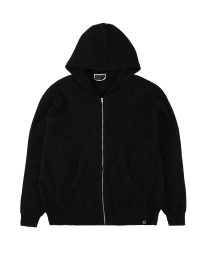 CORDY KNIT ZIP HOODIE (BLACK)