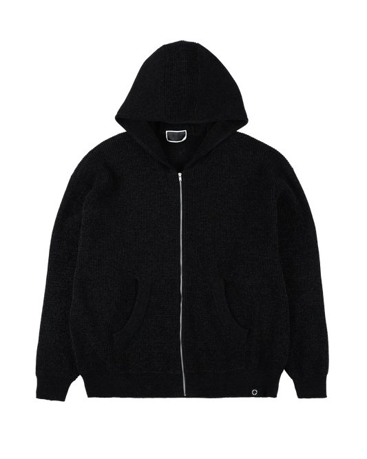 CORDY KNIT ZIP HOODIE (BLACK)