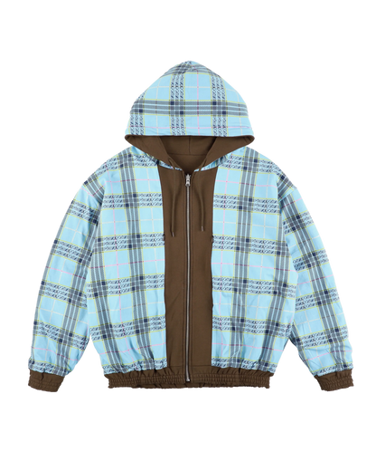 REVERSIBLE ZIP HOODIE ORIGINAL PLAID(BROWN)
