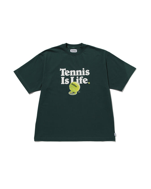 TENNIS IS LIFE TEE(D.GREEN)