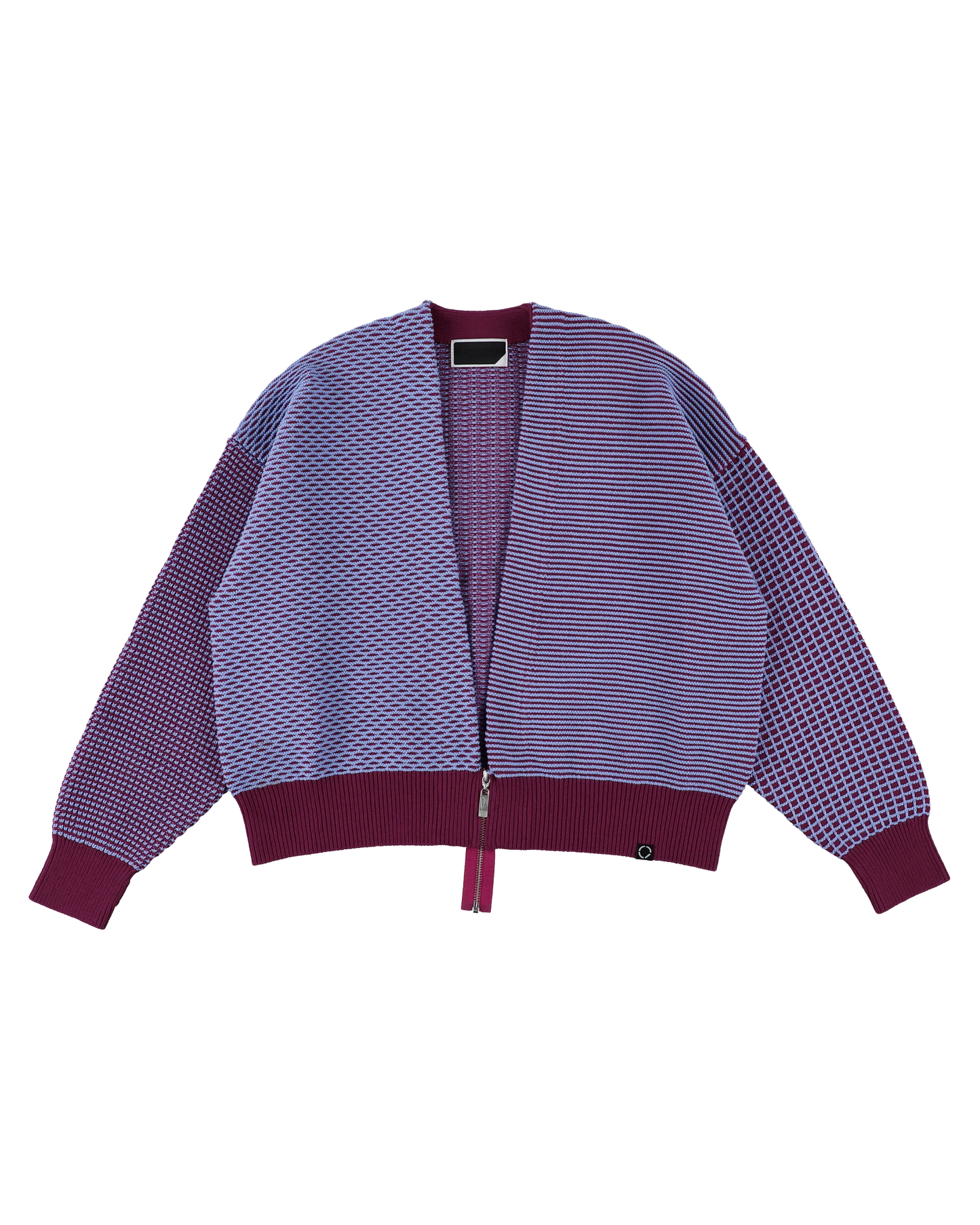 MULTI KNIT ZIP BOLERO (RASPBERRY×SAX)