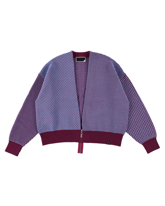 MULTI KNIT ZIP BOLERO (RASPBERRY×SAX)