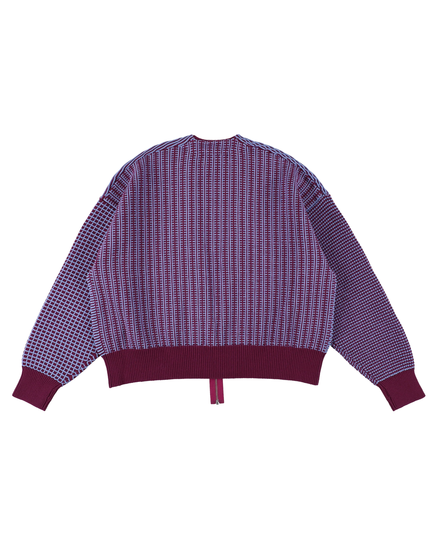 MULTI KNIT ZIP BOLERO (RASPBERRY×SAX)