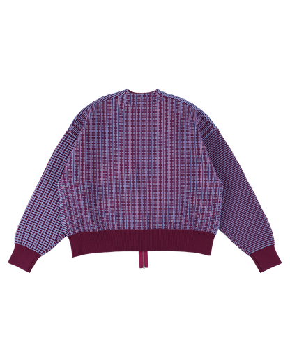 MULTI KNIT ZIP BOLERO (RASPBERRY×SAX)