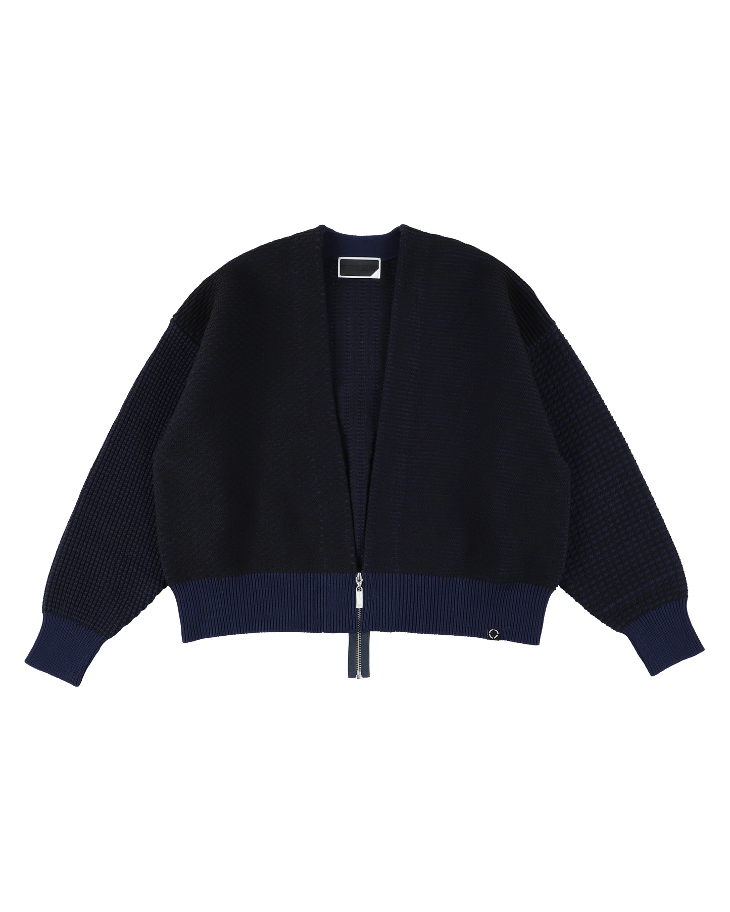 MULTI KNIT ZIP BOLERO (NAVY×BLACK)