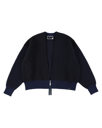 MULTI KNIT ZIP BOLERO (NAVY×BLACK)