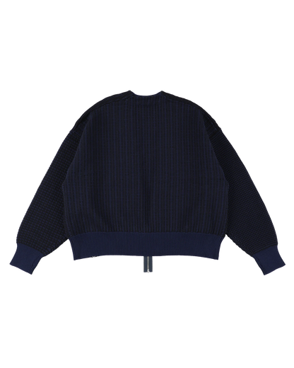 MULTI KNIT ZIP BOLERO (NAVY×BLACK)