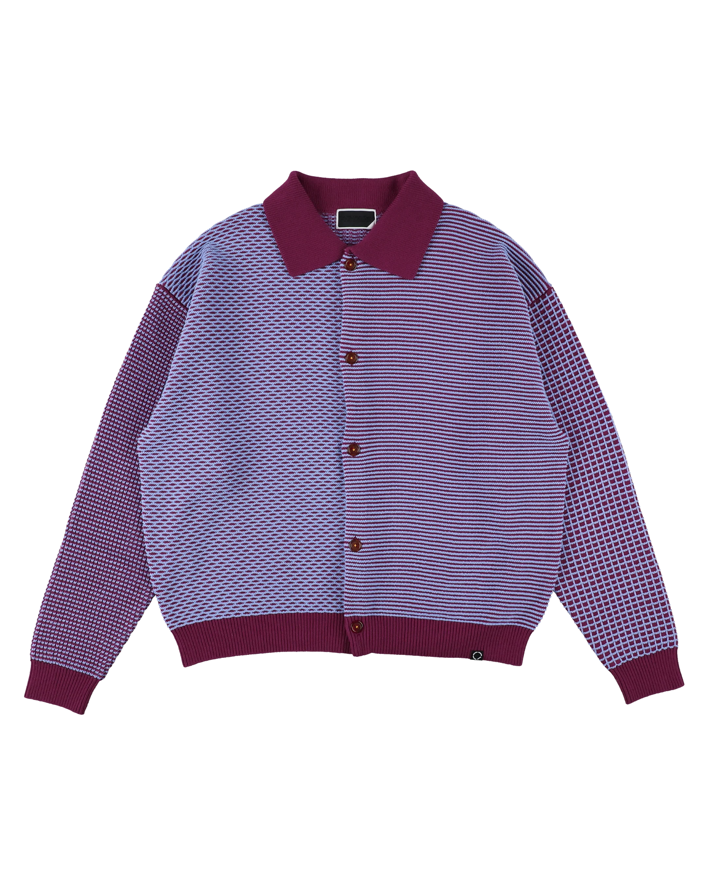 MULTI KNIT SHIRT JACKET (RASPBERRY×SAX)