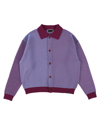 MULTI KNIT SHIRT JACKET (RASPBERRY×SAX)