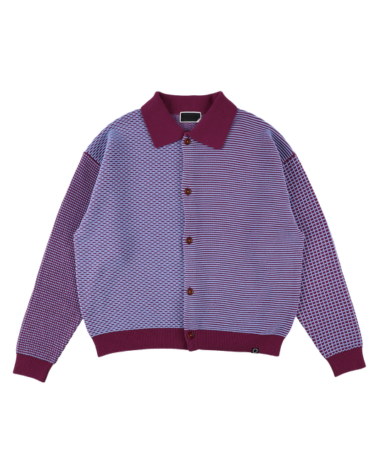 MULTI KNIT SHIRT JACKET (RASPBERRY×SAX)