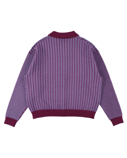 MULTI KNIT SHIRT JACKET (RASPBERRY×SAX)