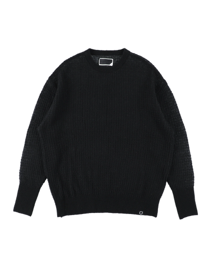 AIRY MERINO WAFFLE SWEATER (BLACK)