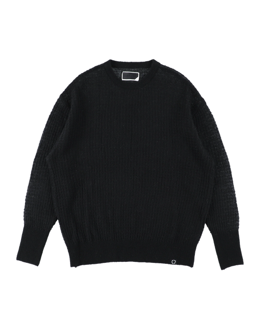 AIRY MERINO WAFFLE SWEATER (BLACK)