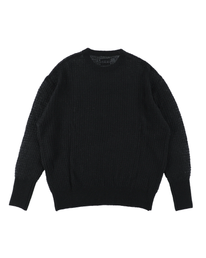 AIRY MERINO WAFFLE SWEATER (BLACK)