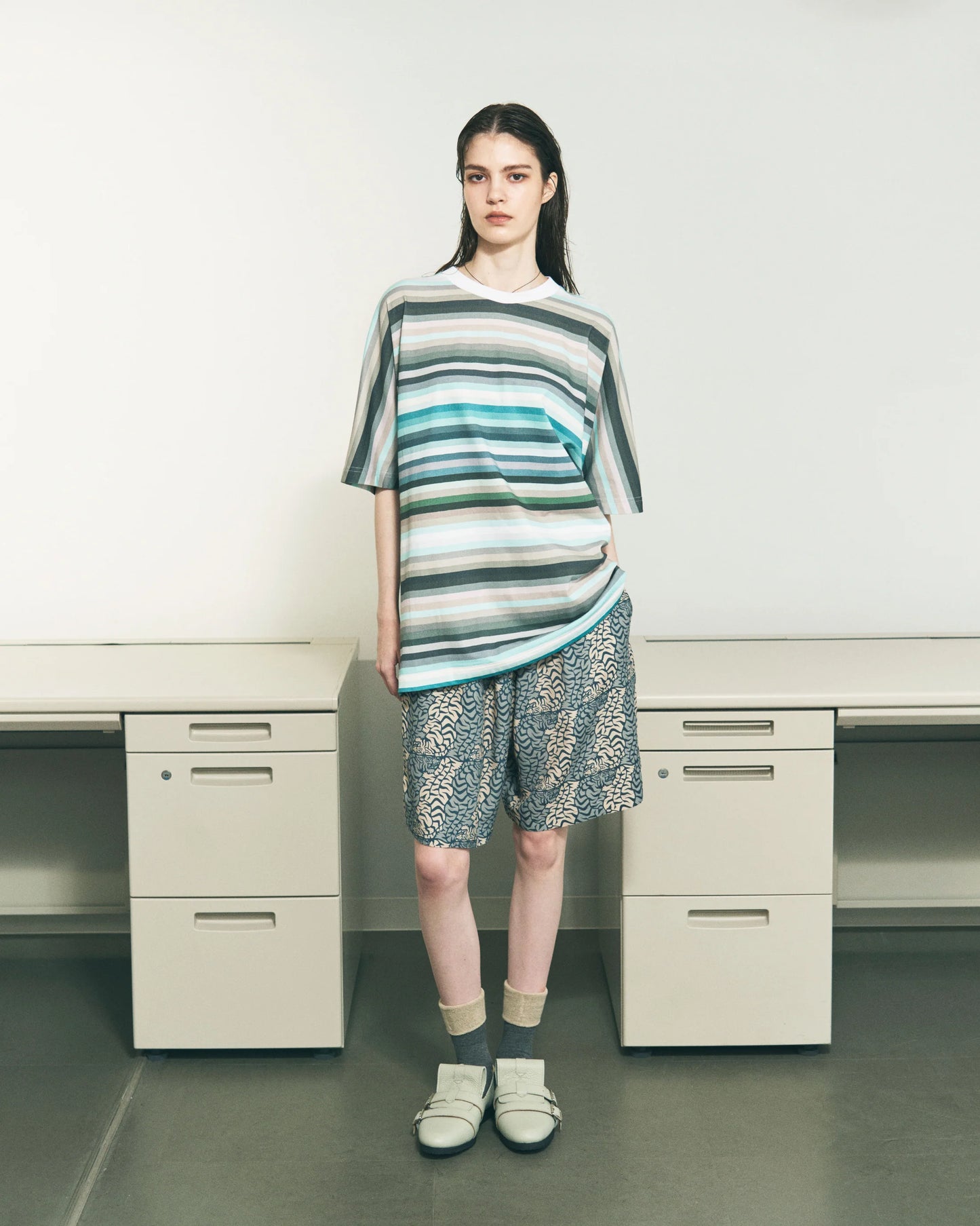 MONO SEAM BORDER T-SHIRT (SAX BORDER)