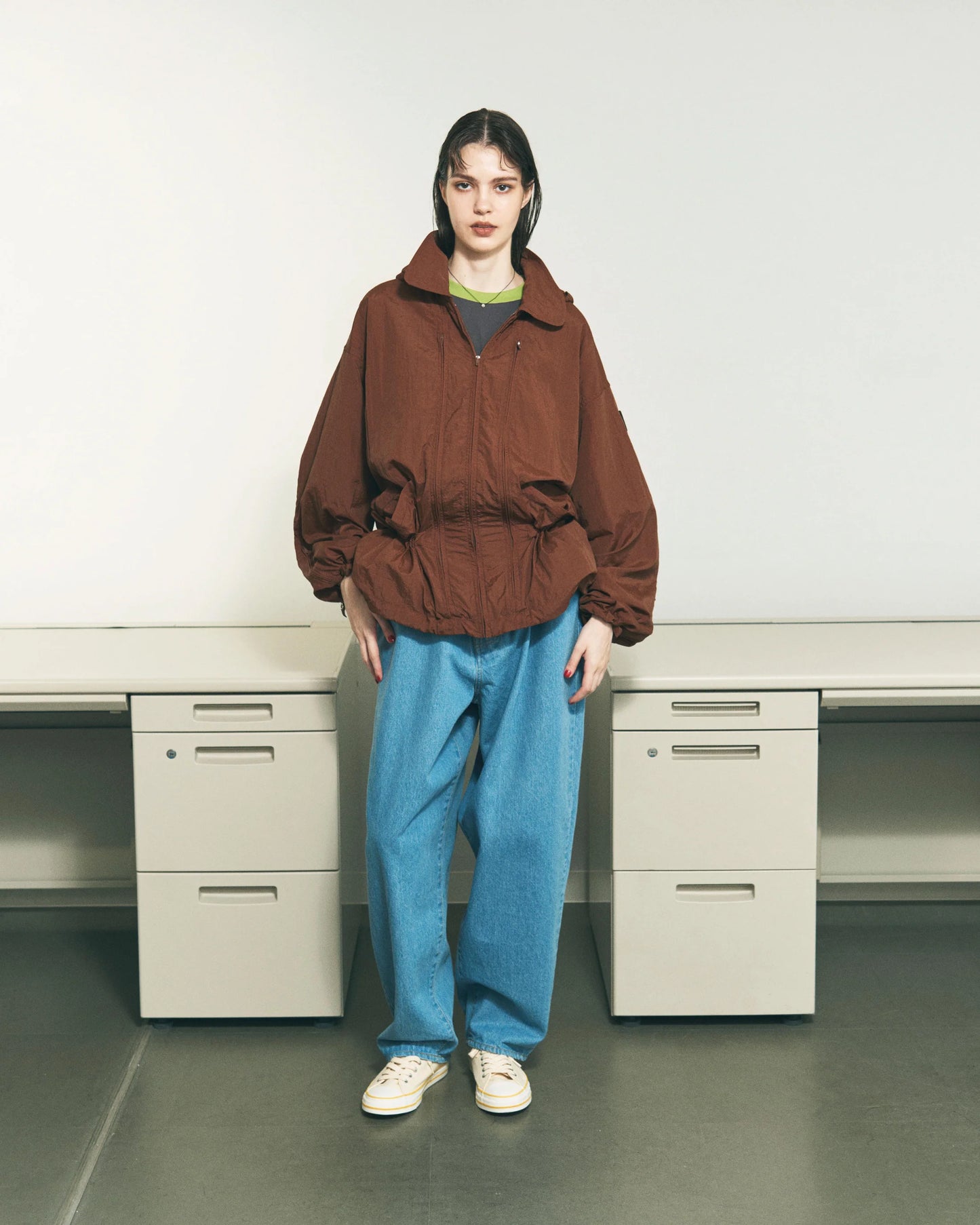 CRUSHED NYLON FULL PACK JACKET (BROWN)