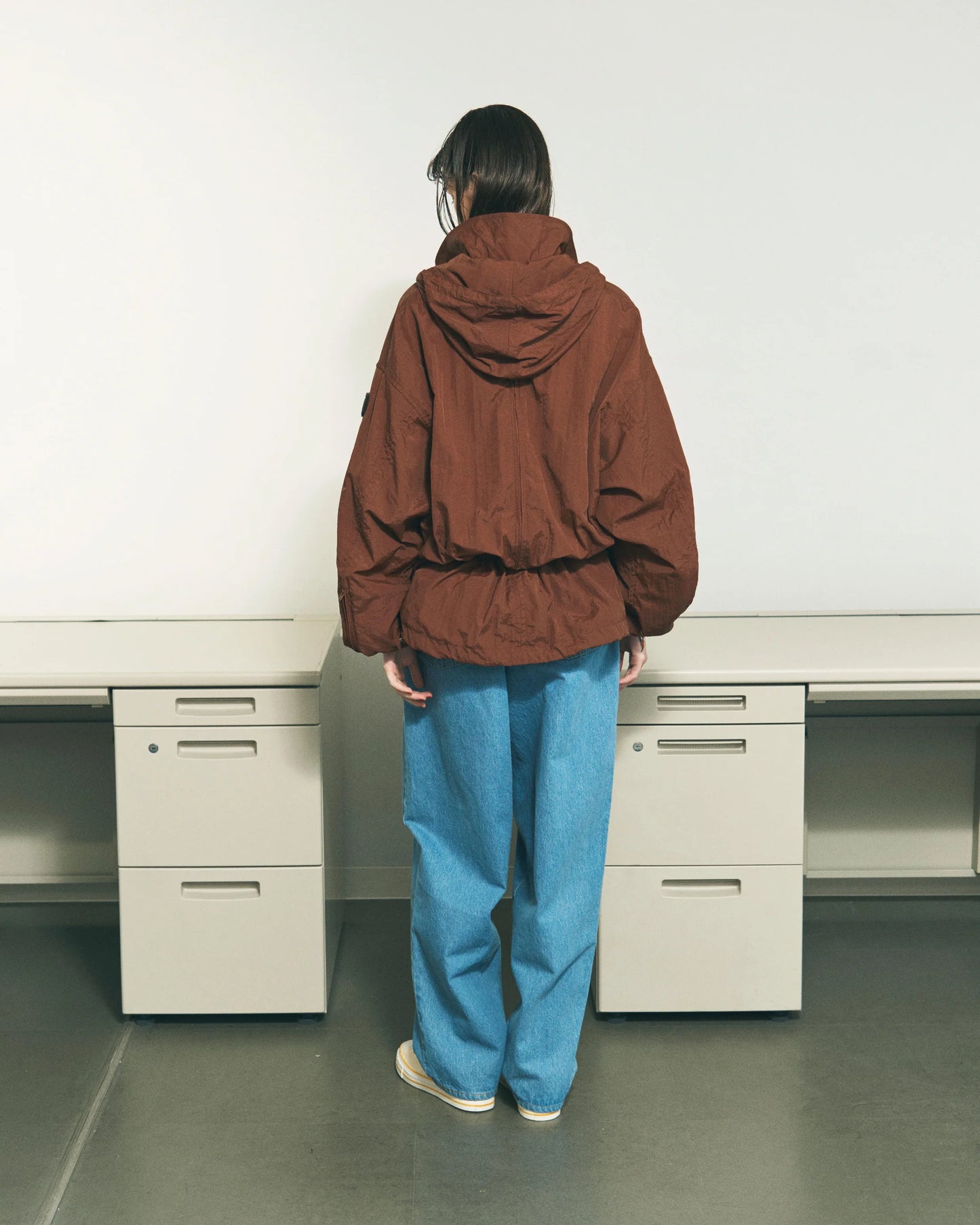 CRUSHED NYLON FULL PACK JACKET (BROWN)