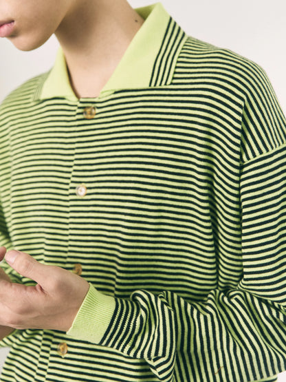 STRIPE KNIT SHIRT LIME (YELLOW x BLACK)