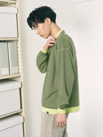 STRIPE KNIT SHIRT LIME (YELLOW x BLACK)