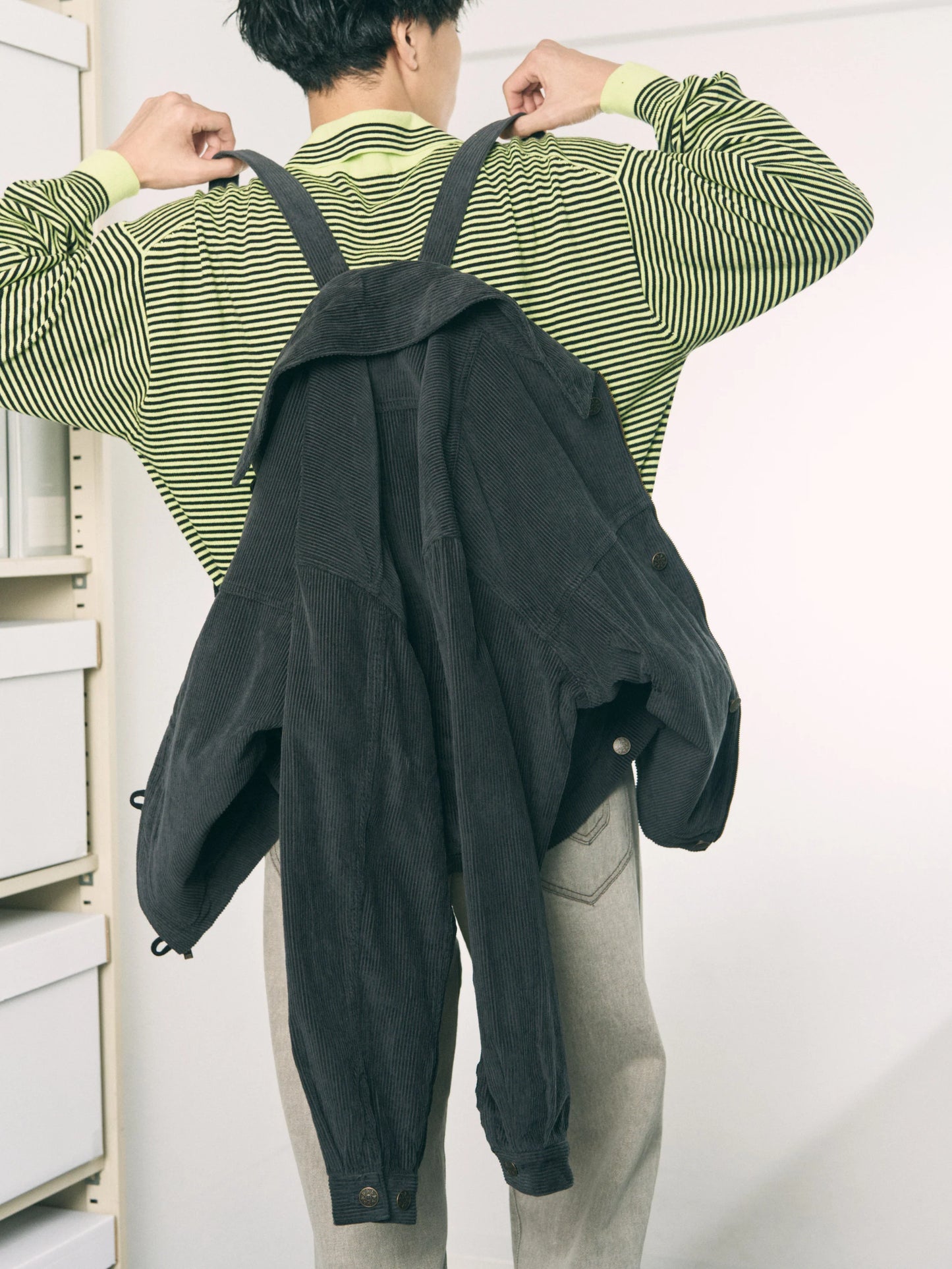 LOOP FRONT CORD JACKET (BROWN)