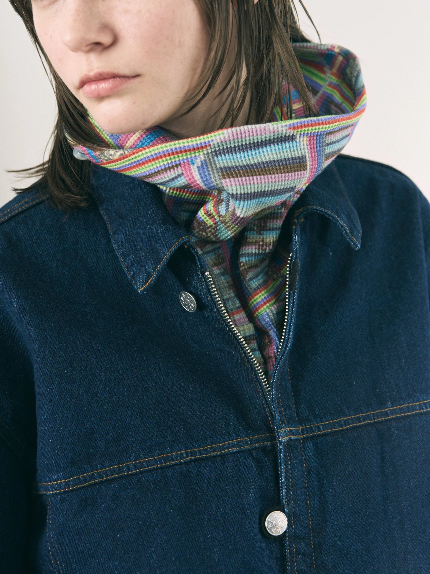 LOOP FRONT DENIM JACKET (NAVY)