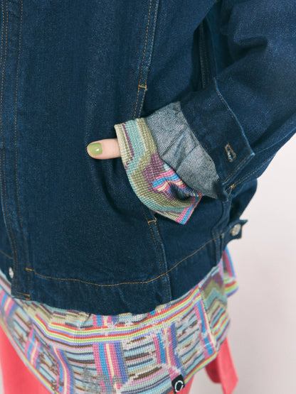 LOOP FRONT DENIM JACKET (NAVY)