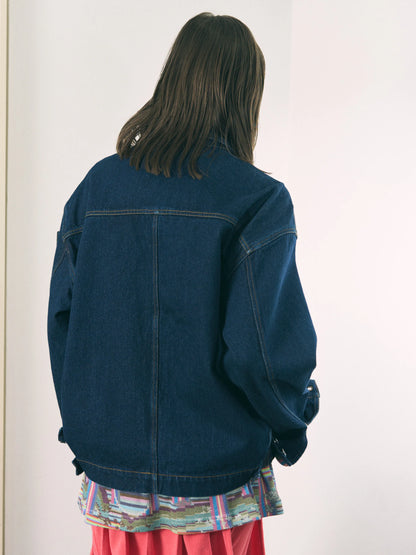 LOOP FRONT DENIM JACKET (NAVY)
