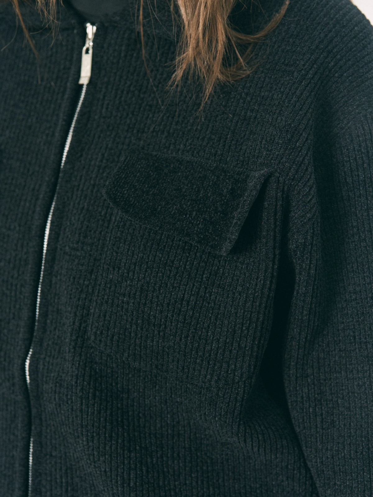 CORDY KNIT JACKET LIGHT (BLACK)