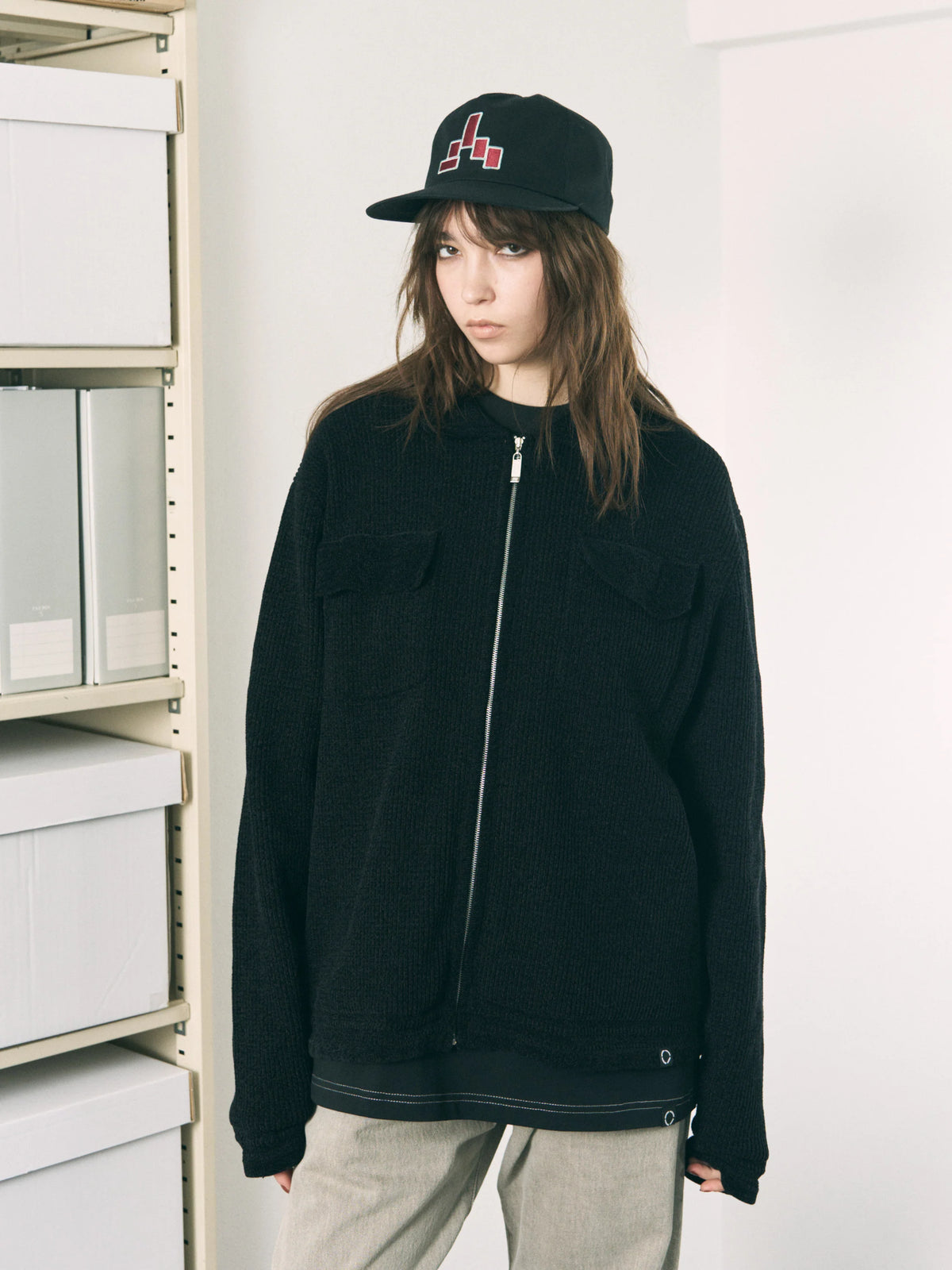 CORDY KNIT JACKET LIGHT (BLACK)