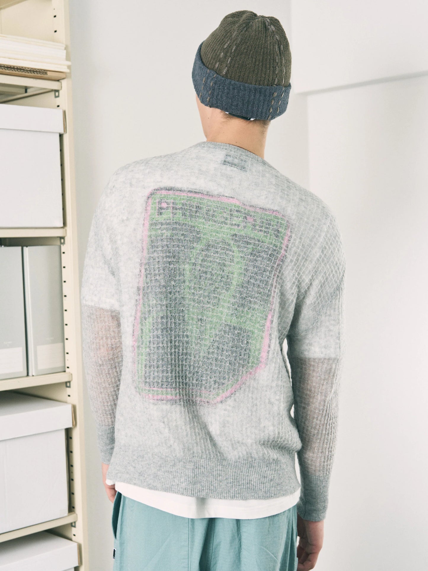 AIRY MERINO WAFFLE SWEATER (GRAY)