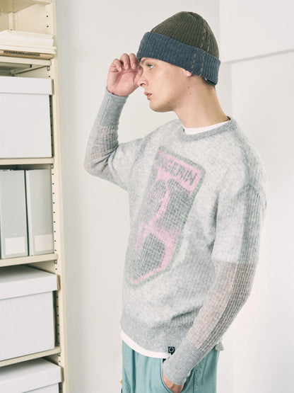 AIRY MERINO WAFFLE SWEATER (GRAY)