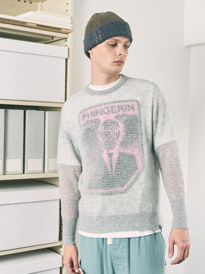 AIRY MERINO WAFFLE SWEATER (GRAY)