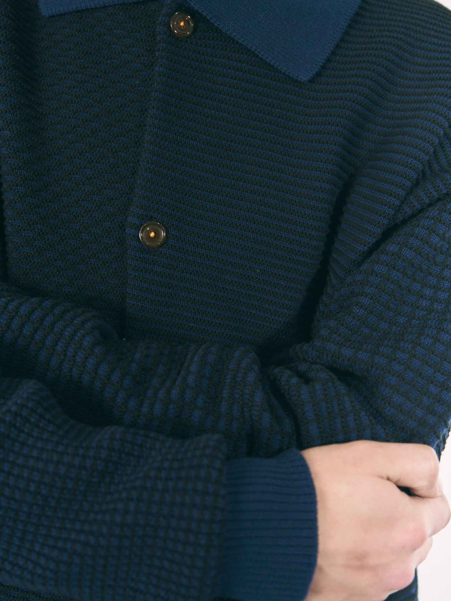 MULTI KNIT SHIRT JACKET (NAVY×BLACK)