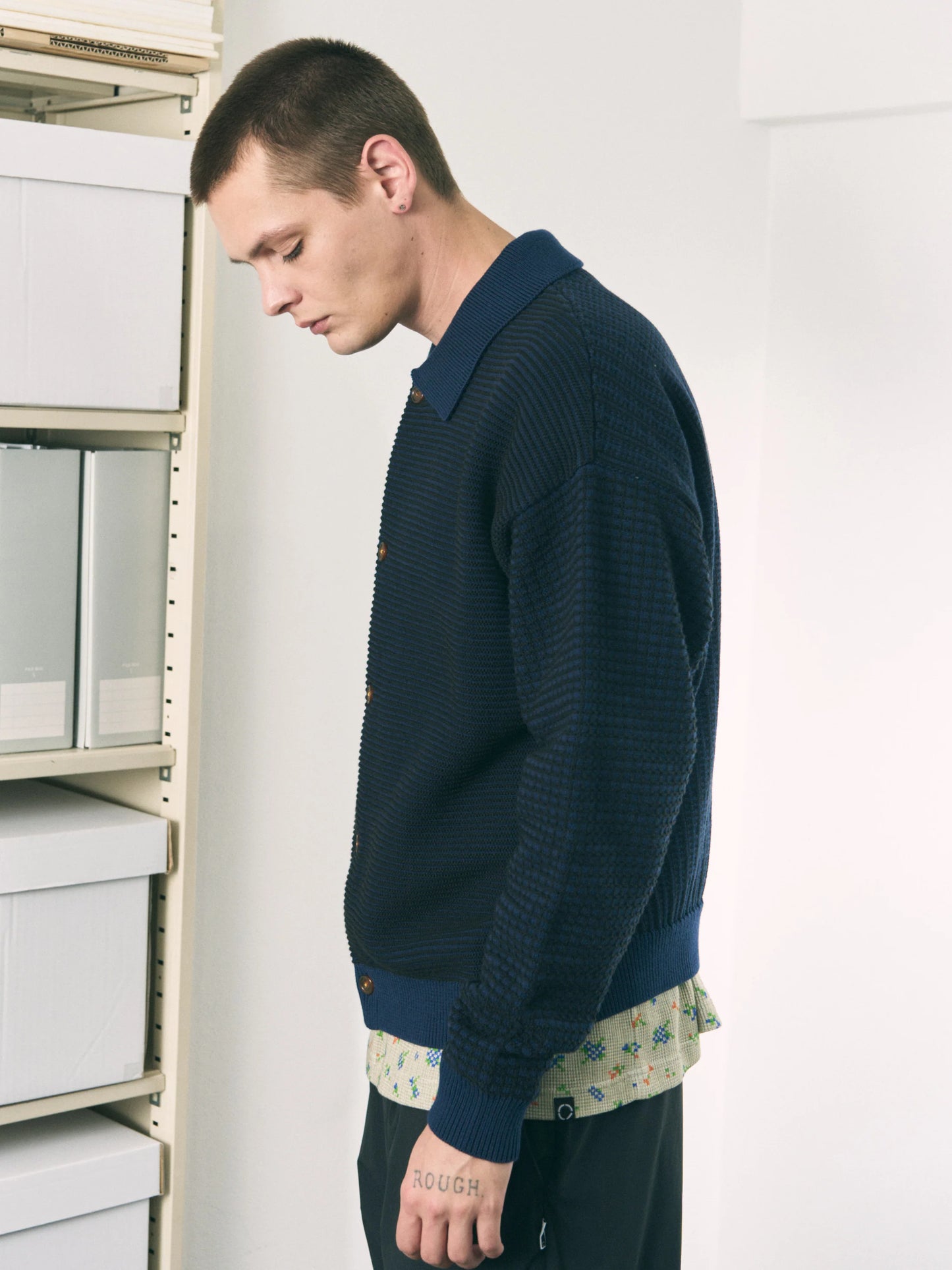 MULTI KNIT SHIRT JACKET (NAVY×BLACK)
