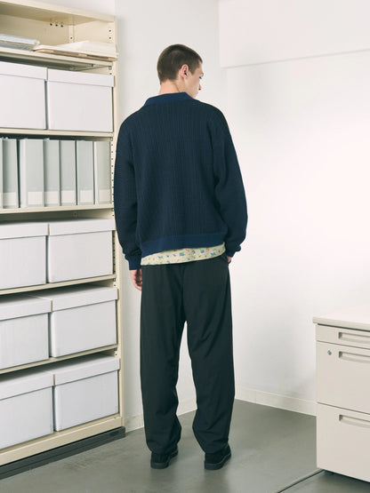 MULTI KNIT SHIRT JACKET (NAVY×BLACK)