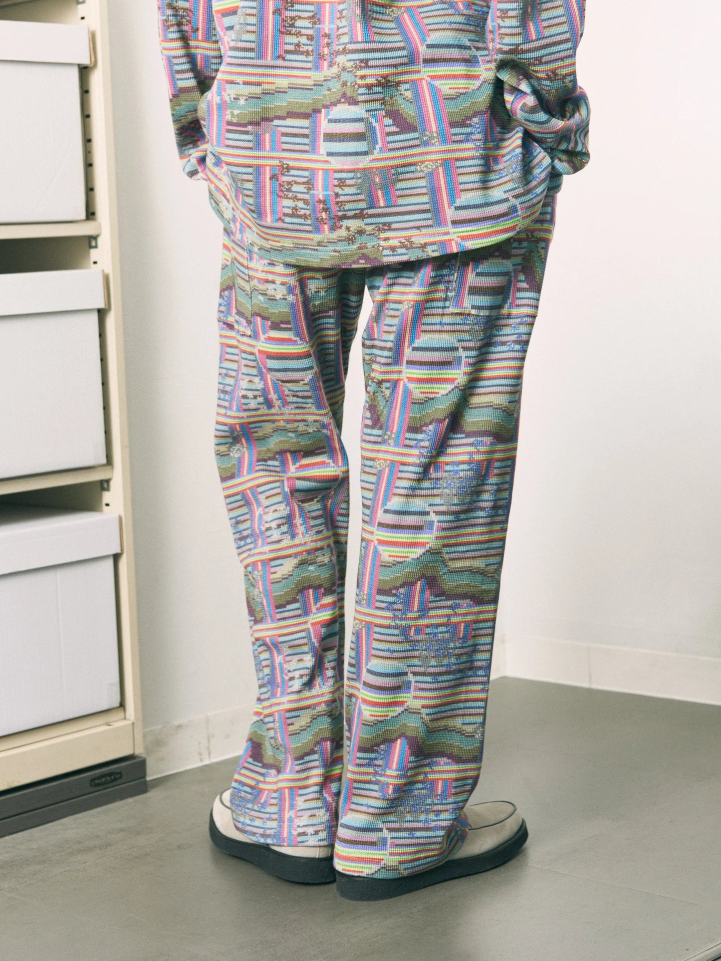 BORDER WAFFLE PANTS (RAINBOW)